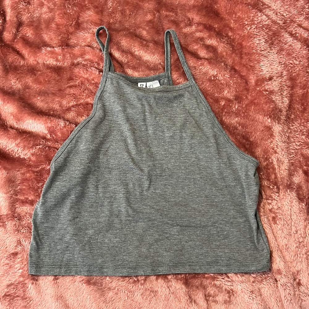 Gray halter crop top